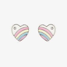 PASTEL VINTAGE HEART STUD EARRINGS