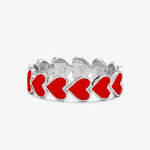 PURA VIDA LOVE HEARTS ENAMEL RING